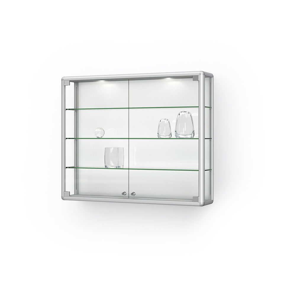 Wandvitrine Glas mit Drehtüren