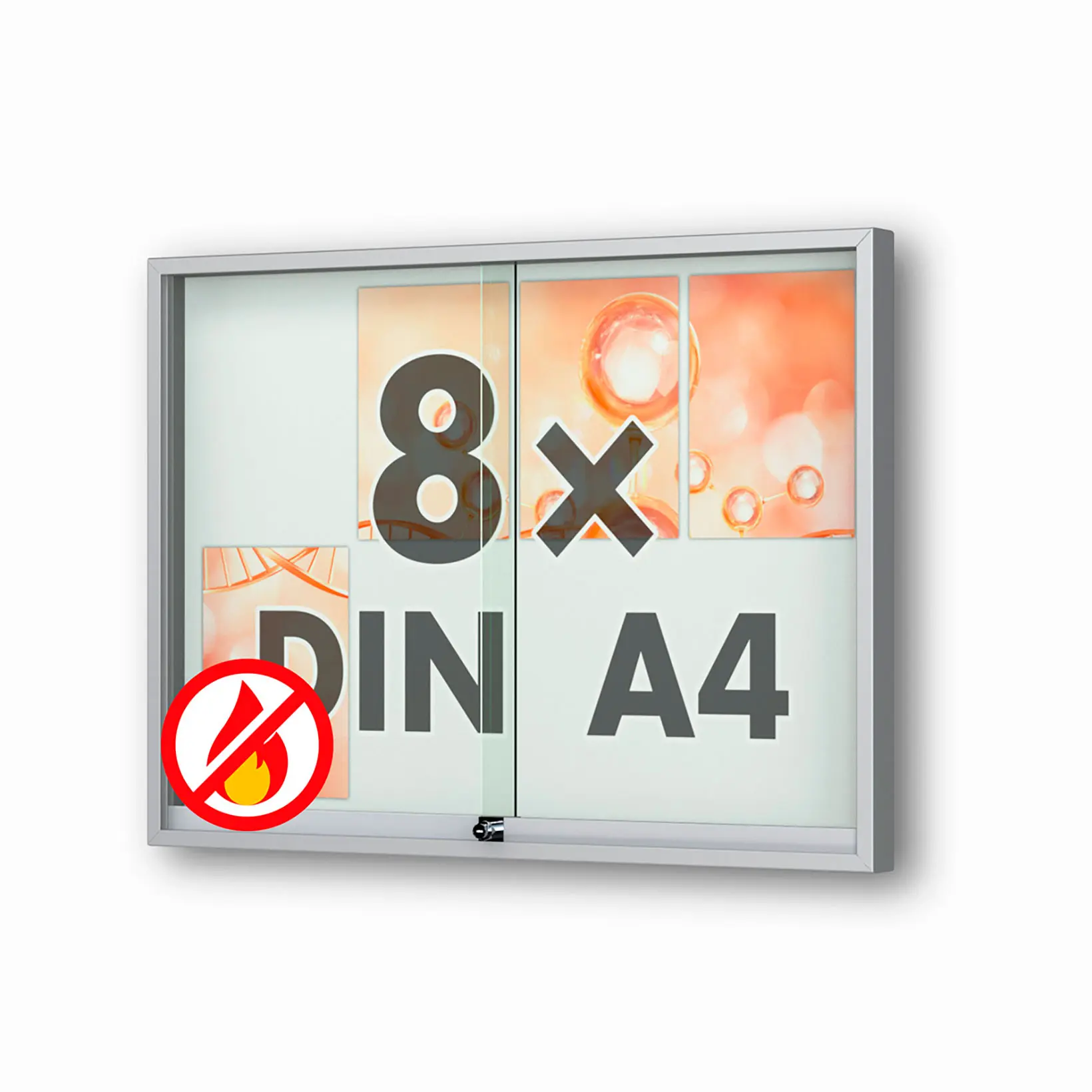 8 x DIN A4 Schaukasten Fortis mit Schiebetüren - 60 mm Bautiefe